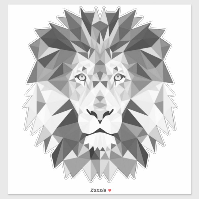 Sticker Tête de lion géométrique cool (Feuille)