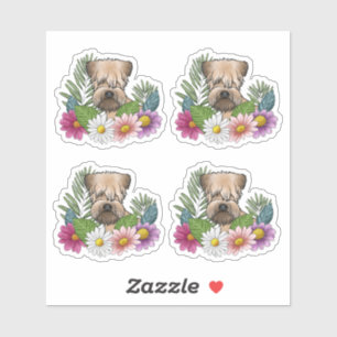 Sticker Tête de Terrier Irlandais à Poil Souple Fleurs Col