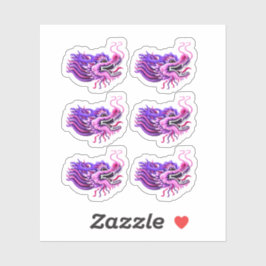 Sticker Têtes de dragon rose et violet