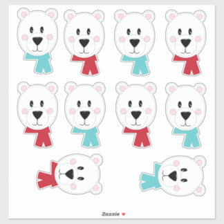 Sticker Têtes d'ours polaires avec Écharpes