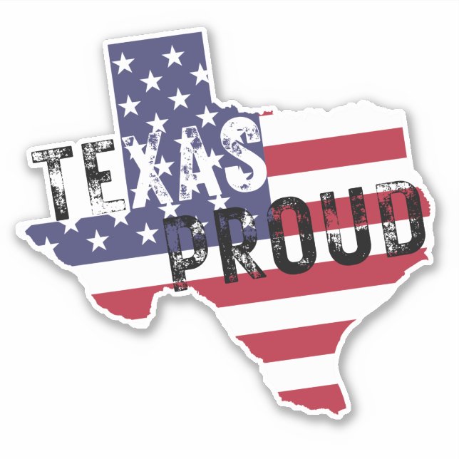 Sticker Texas Fière Rustic Tough Text American Flag State (Devant)