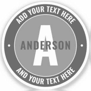 Sticker Texte et monogramme modifiés en gras Gris