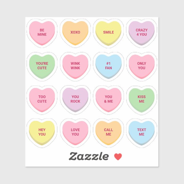 Sticker Texte personnalisé 16 Coeurs de conversation de la (Feuille)