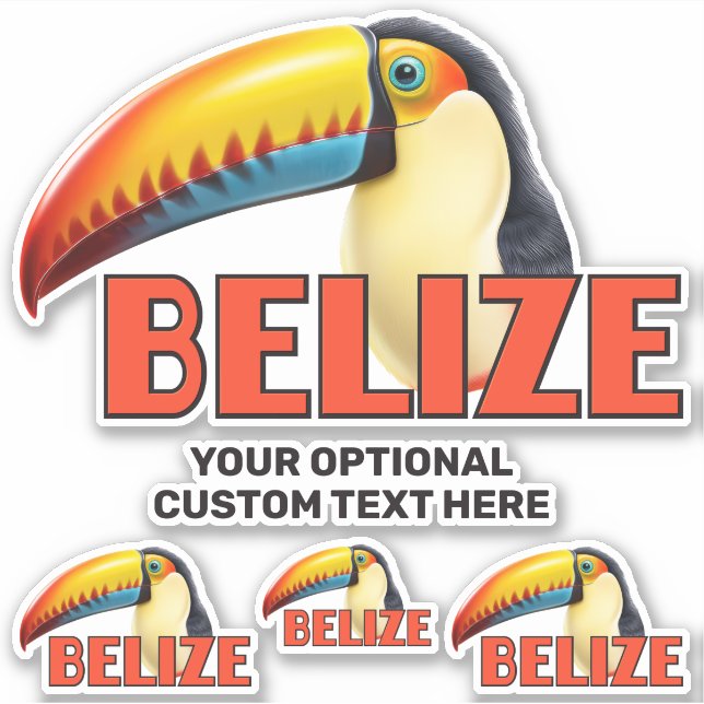 Sticker Texte personnalisé BELIZE Toucan (Devant)