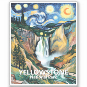 Sticker Texte personnalisé Chutes de Yellowstone Van Gogh