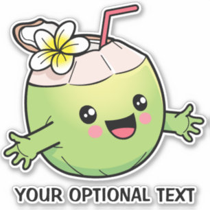 Sticker Texte personnalisé Cute Coconut