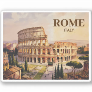 Sticker Texte personnalisé Rome Italie Colisée Aquarelle R