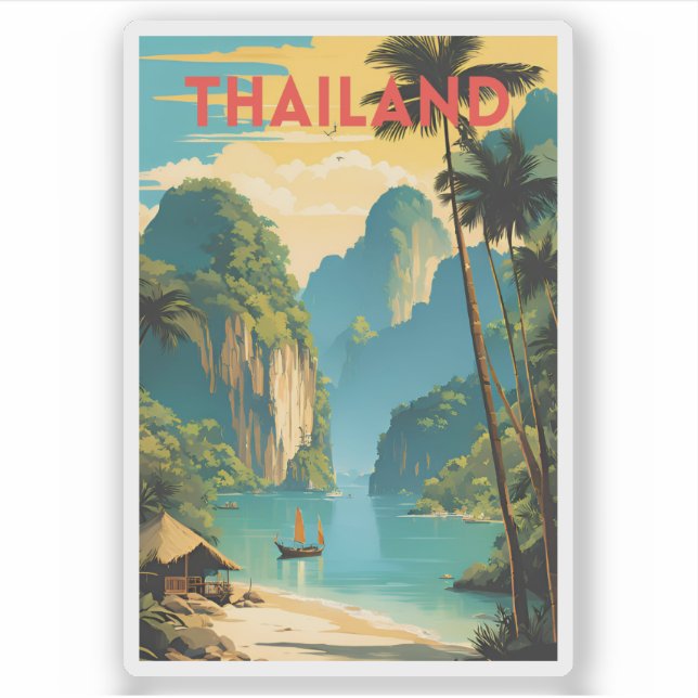 Sticker Thaïlande Poster traditionnel des voyages (Devant)