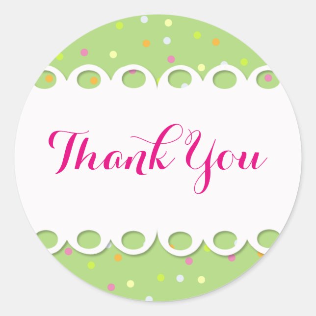 Sticker, Thank You -, Grund Verde Runder Aufkleber (Vorderseite)
