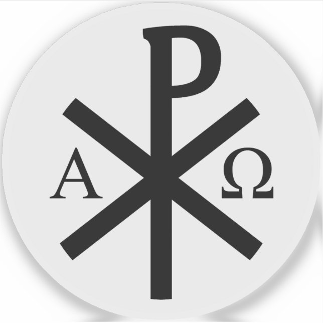 Sticker The Chi-Rho Cross - v2 (black on white) (Devant)