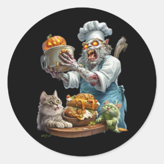 Sticker. The creepy cook is cooking. Runder Aufkleber