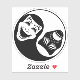 Sticker Théâtre Yin Yang Design - Masques de comédie et de