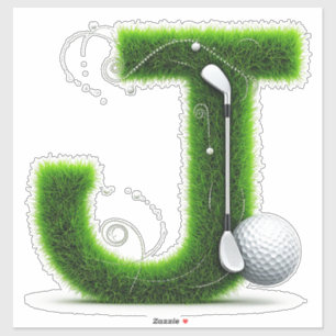 Sticker Thème de lettre d'herbe de golf avec balles et clu