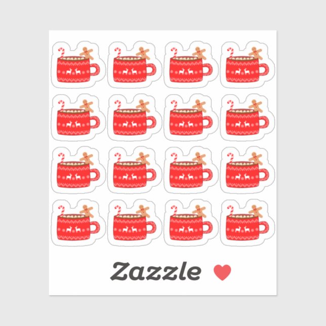 Sticker Thème de Noël Chocolat chaud cacao chaud Décoratif (Feuille)