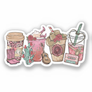 Sticker Thème du Café Lover Western Cowboy