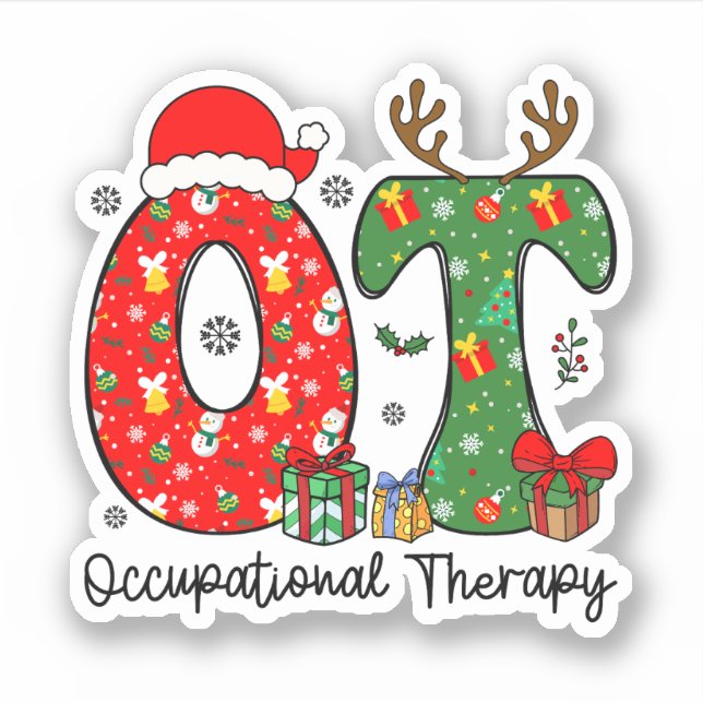 Sticker Thérapie professionnelle Noël, OT OTA Noël (Devant)