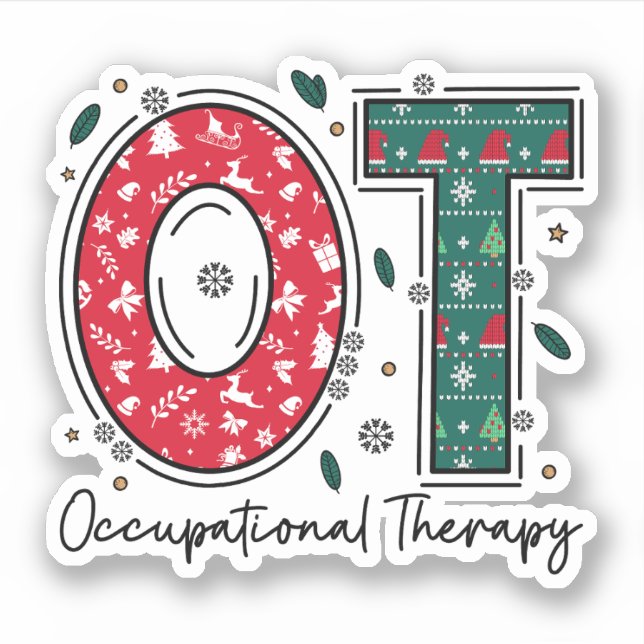 Sticker Thérapie professionnelle Noël, OT OTA Noël (Devant)