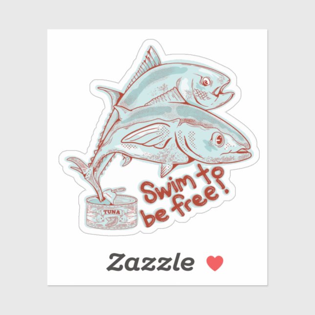 Sticker Thon Poisson assaisonnant une boîte (Feuille)