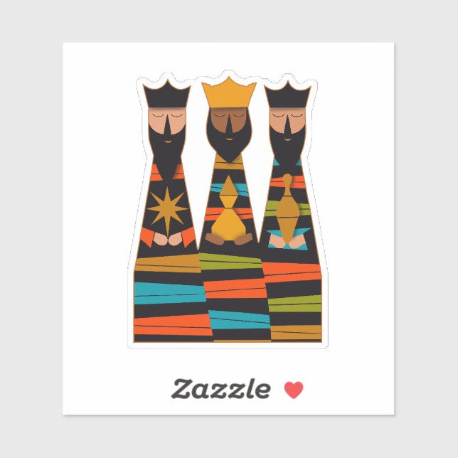 Sticker Three Wise Men Modern Mid-Century (Feuille)