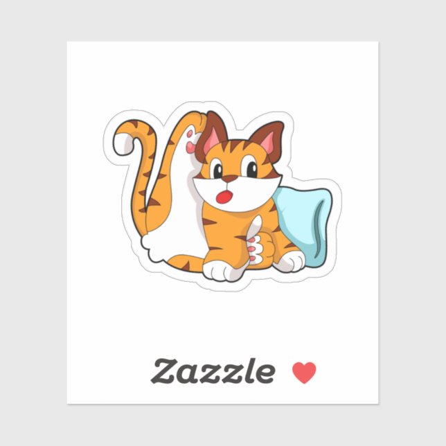 Sticker Tiger cat with Pillow (Feuille)