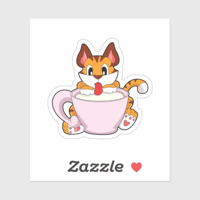 Sticker Tiger chat avec la coupe de lait.PNG (Feuille)