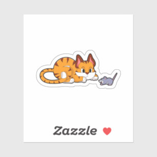 Sticker Tiger chat avec souris