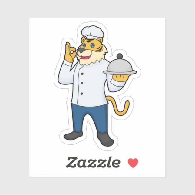 Sticker Tiger Cook Chef hat Platter (Feuille)