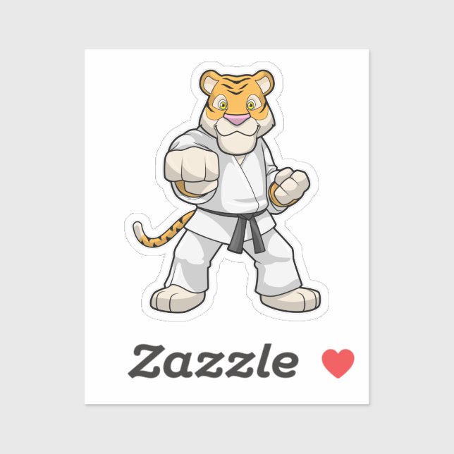 Sticker Tiger dans les arts martiaux Karate (Feuille)