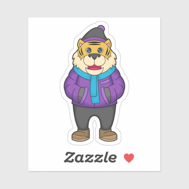 Sticker Tiger Scarf Beanie (Feuille)