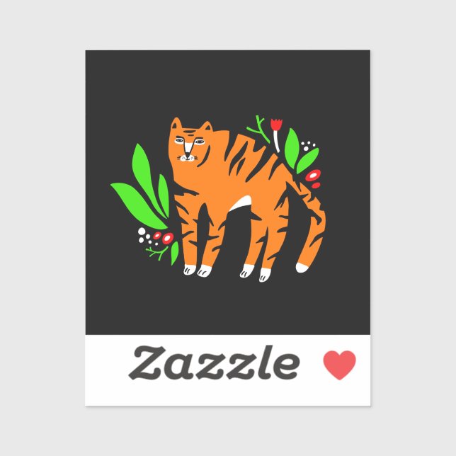 Sticker Tigre à flowers (Feuille)