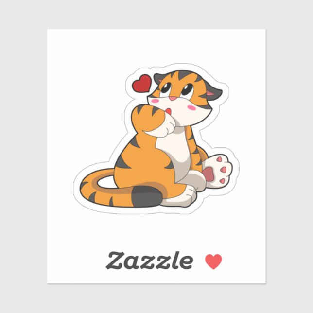 Sticker Tigre avec coeur (Feuille)