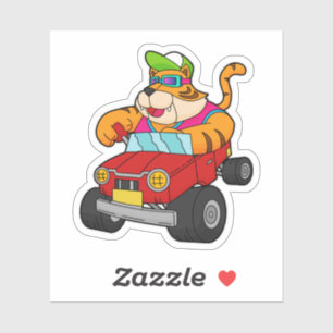 Sticker Tigre avec voiture