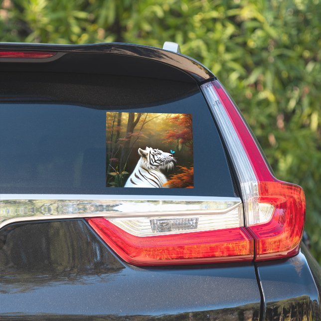 Sticker Tigre Blanc Ces Moments Amoureux, (Côté voiture)