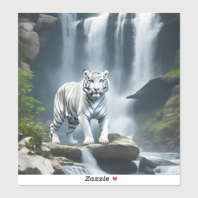 Sticker Tigre blanc du Bengale dans la nature (Feuille)
