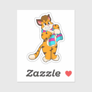 Sticker Tigre en hiver avec Écharpe