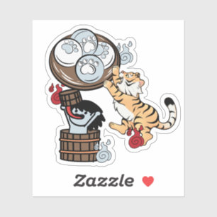 Sticker Tigre Kawaii, Akaname Yokai & Paw Dim Sum