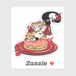 Sticker Tigre Mignon, Futakuchi-onna et Crêpes