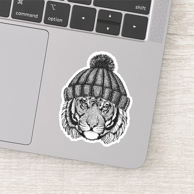 Sticker Tigre prêt pour la mode hiver (Détail)