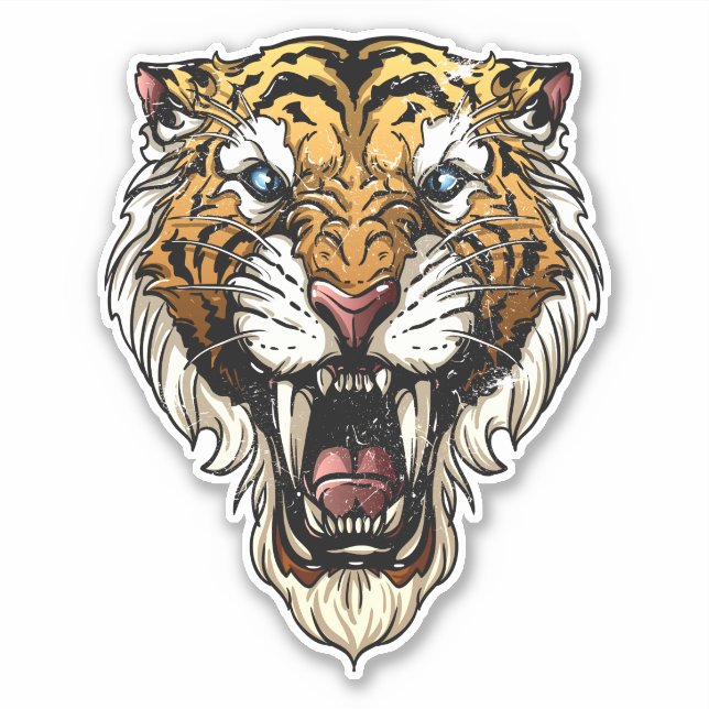 Sticker Tigre torride style déprimé (Devant)