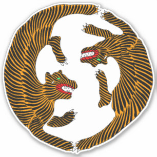 Sticker Tigres d'art populaire japonais