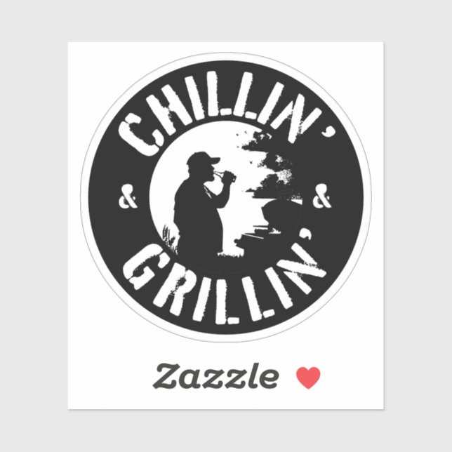 Sticker Timbre blanc de Chillin & Grillin (Feuille)