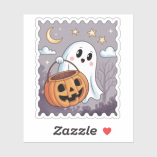 Sticker Timbre de fantôme mignon pour Halloween