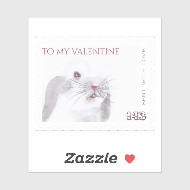 Sticker Timbre de la lettre d'amour de la Saint Valentin (Feuille)