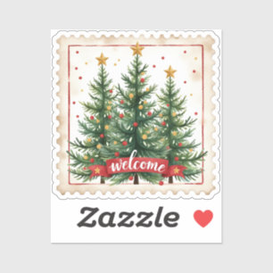 Sticker Timbre de Noël de la fête