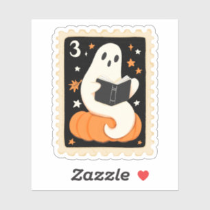 Sticker Timbre fantôme et citrouille pour lecture Hallowee