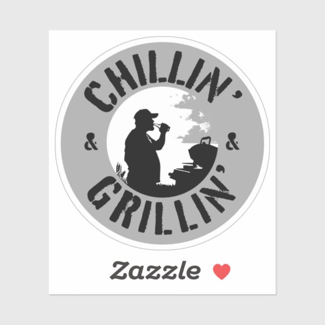 Sticker Timbre noir de Chillin et Grillin (Feuille)