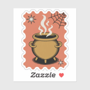Sticker Timbre-poste d'Halloween Chaudron Surnaturel