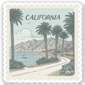 Sticker Timbre Vintage de la Pacific Coast Highway en Cali