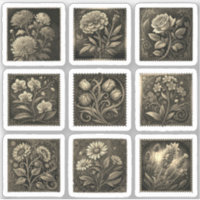 Timbres Fleuris Flourish Dessin Or