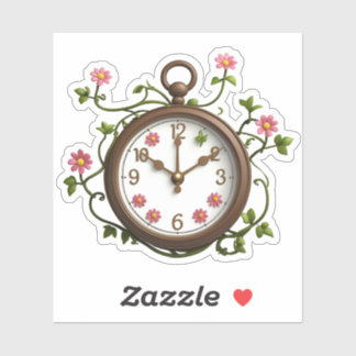Sticker Time Blooms : Horloge Unique & Design Flor